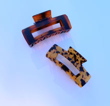 Load image into Gallery viewer, Large Rectangle Grip Hair Claw, Gloss Tortoise Shell Look Hair Clip
