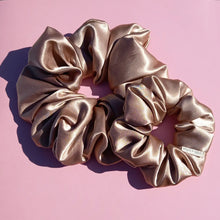 Load image into Gallery viewer, Champagne Large Scrunchie, Honey Nude Brown Satin Scrunchie

